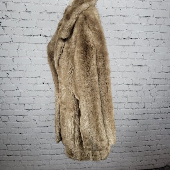 VTG Style VI Ltd Brown Faux Fur Hook & Loop Pockets Collared Lined Coat USA 18 - Picture 15 of 16